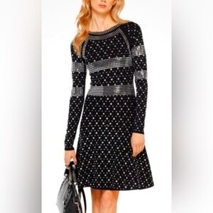 MICHAEL Michael Kors Black Long-Sleeve Studded Bodycon dress👗